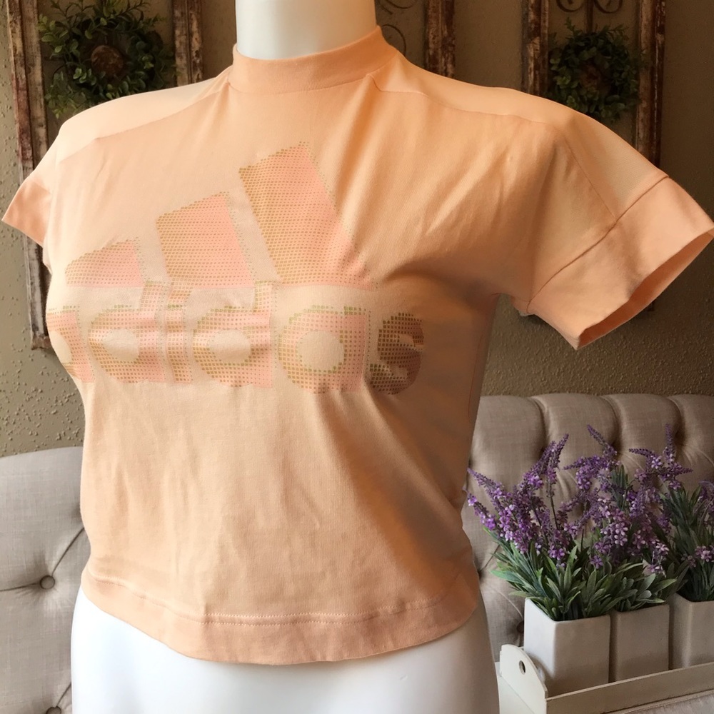 NWT Adidas workout cropped Tee in Glow Orange crop top